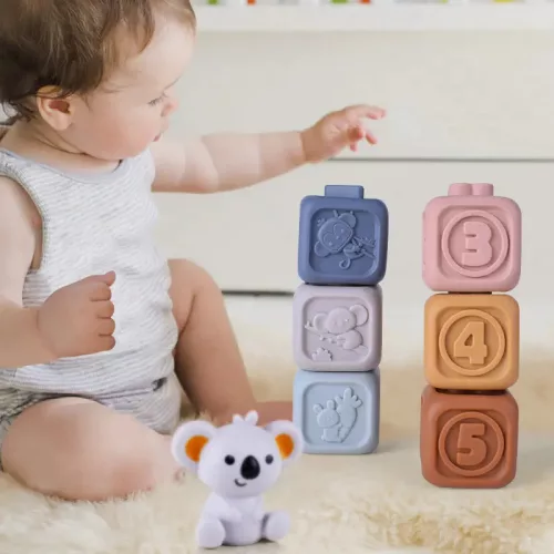 Prémium szenzoros puha építőkocka + Toronyépítő szett - Koala