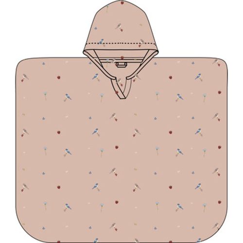 Petu Petu Muszlin poncsó kapucnival-Virágok& madarak(3-4év)